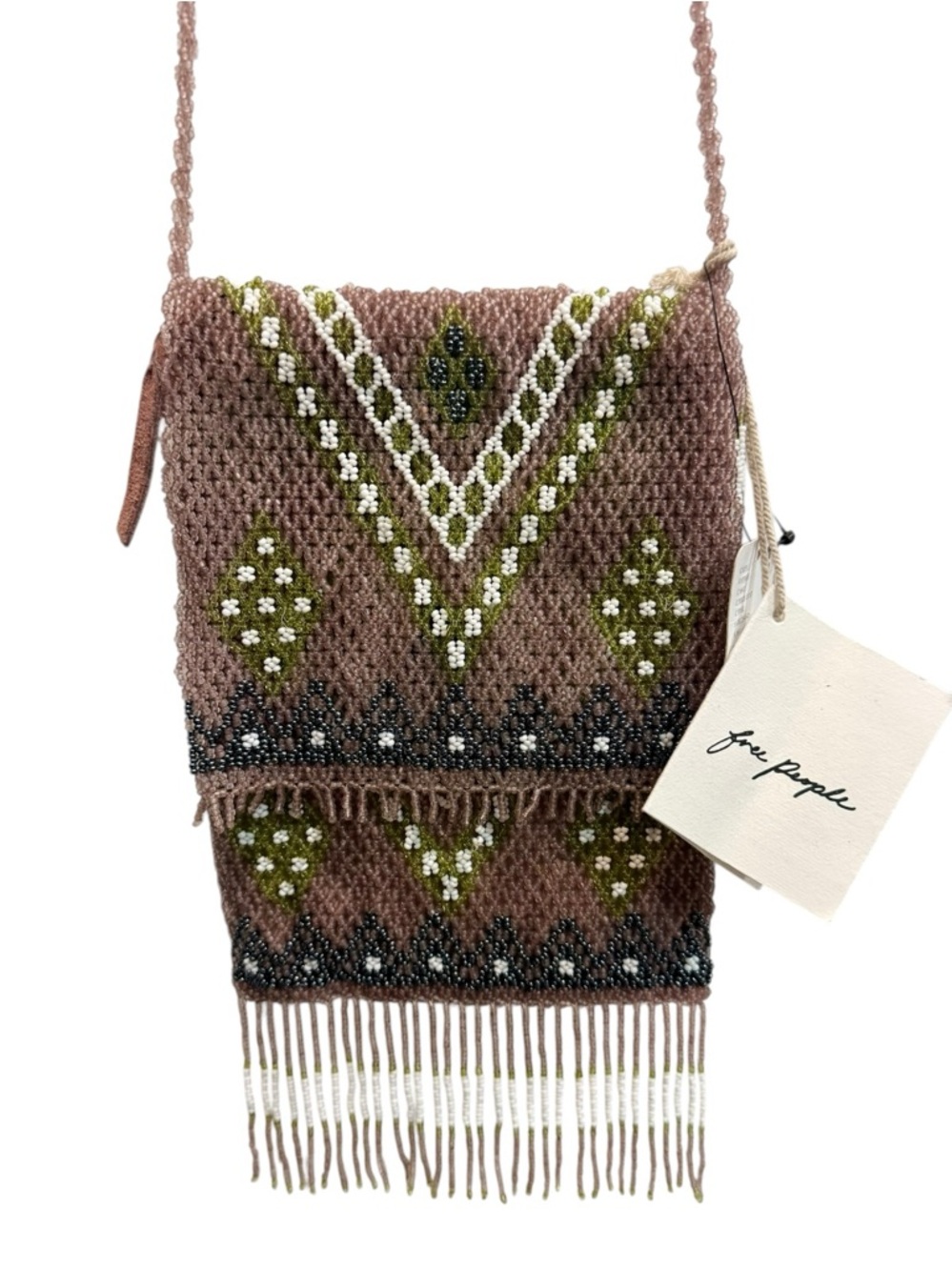 NWT Free People Bella Beaded Fringe Bag Pixie Dust Festival Boho Crossbody - Picture 3 of 7